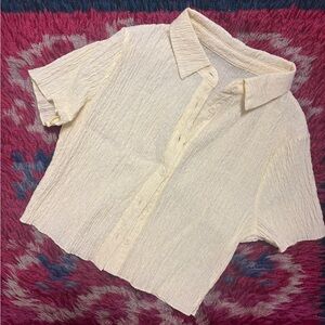 Cream Short Sleeve Blouse